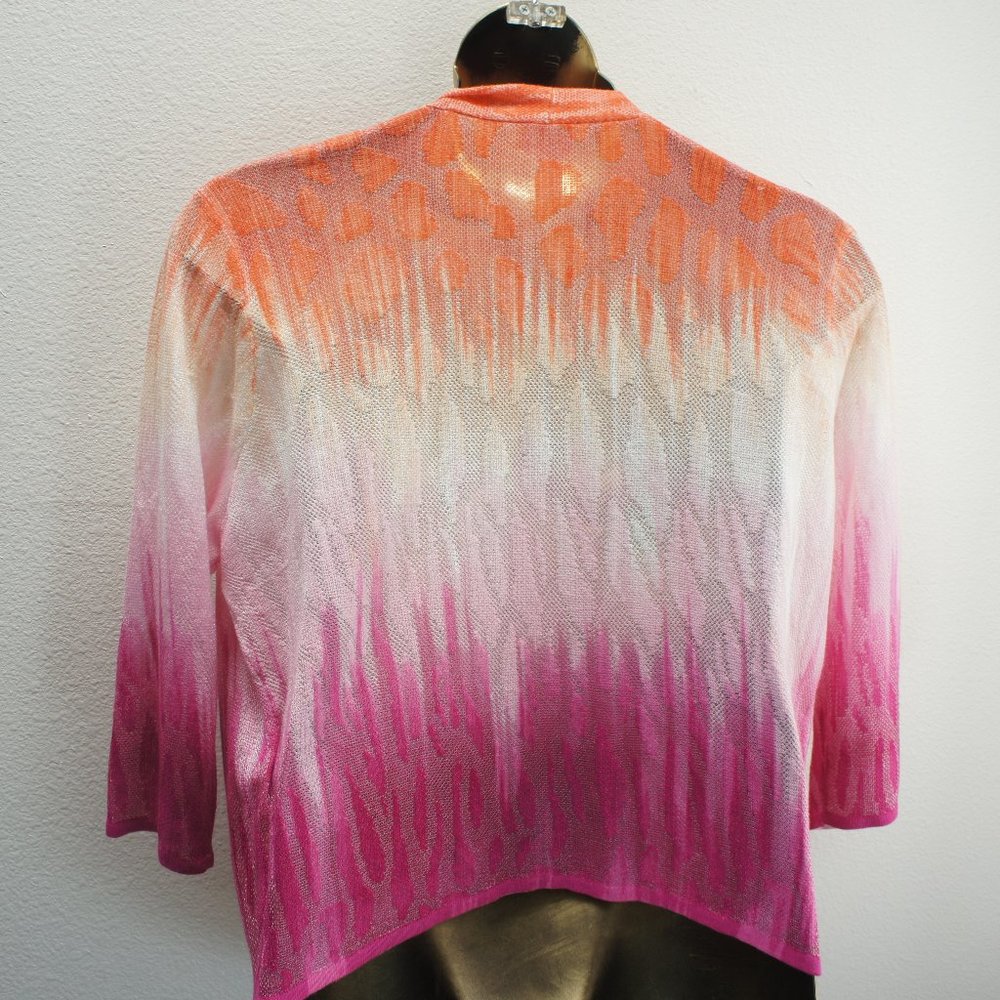 Chicos dip dyed orange pink ombre cardigan size 3 - Picture 3 of 3